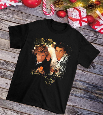 New Xmas Wham George Michael Andrew Ridgeley Black Unisex T-Shirt NG1815
