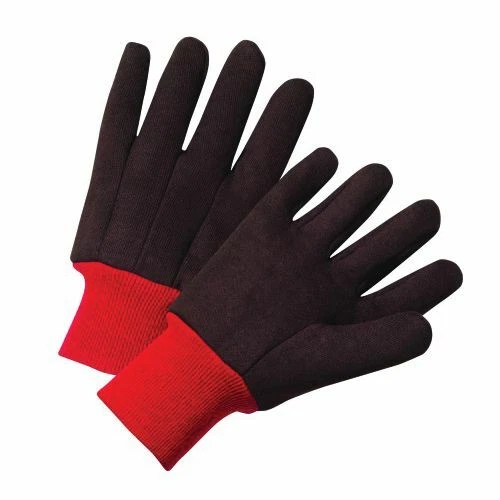 12 Pair Brown Cotton Fleece Lined Jersey Warm Winter Work Gloves With Knitwrist
