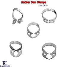 Dental Rubber Dam Clamps Set Of 5 Brinker Endodontic Clamp Surgical Instruments 