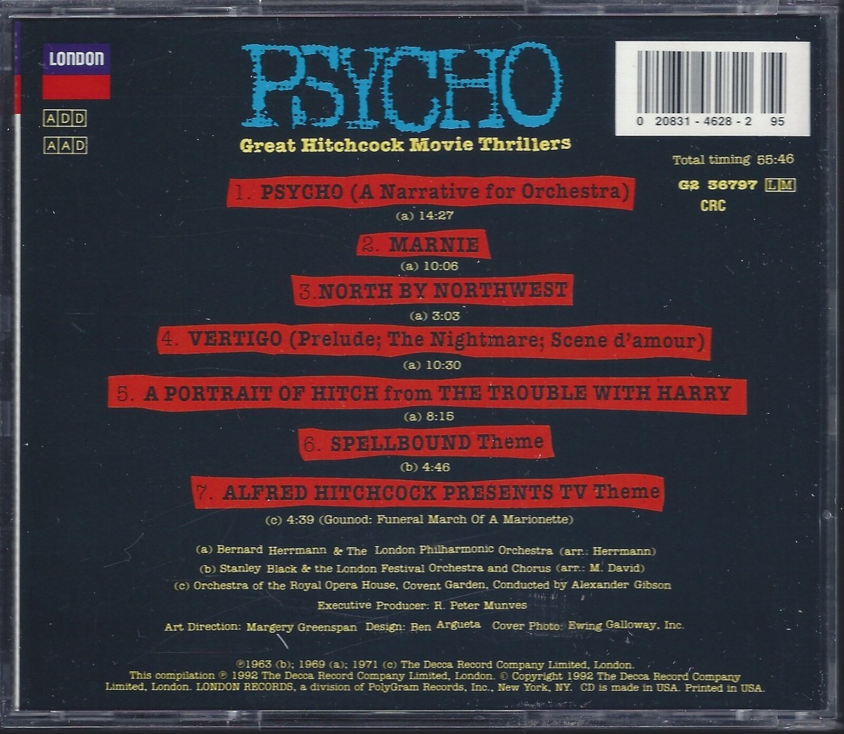 Psycho - Great Hitchcock Movie Thrillers (CD, 1992) | eBay