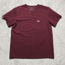 Figs Scrubs Top Burgundy Color Short Sleeves Sz M