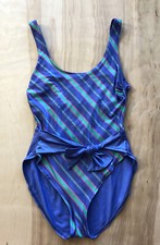 Vintage Cole Of California Women  s One Piece Bikini Purple Striped Size 10