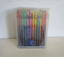 Rite-Lite Premium Chanukah Candles Box of 45 Handcrafted Multi Color Stripe 6"