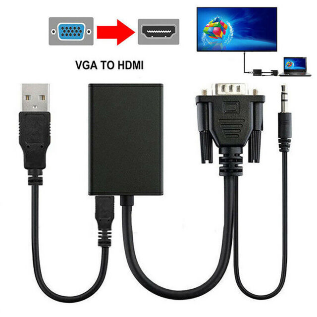 1080P HD+Audio AV HDTV VGA Male Turn HDMI Output Cable Converter Adapter AHS
