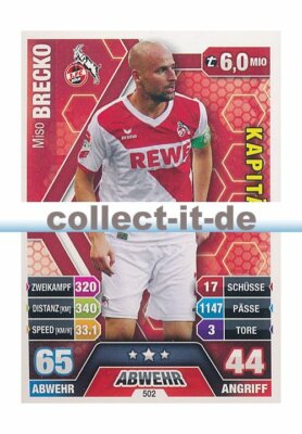 Match Attax Extra 14/15 - 502 - Miso BRECKO- Kapitän