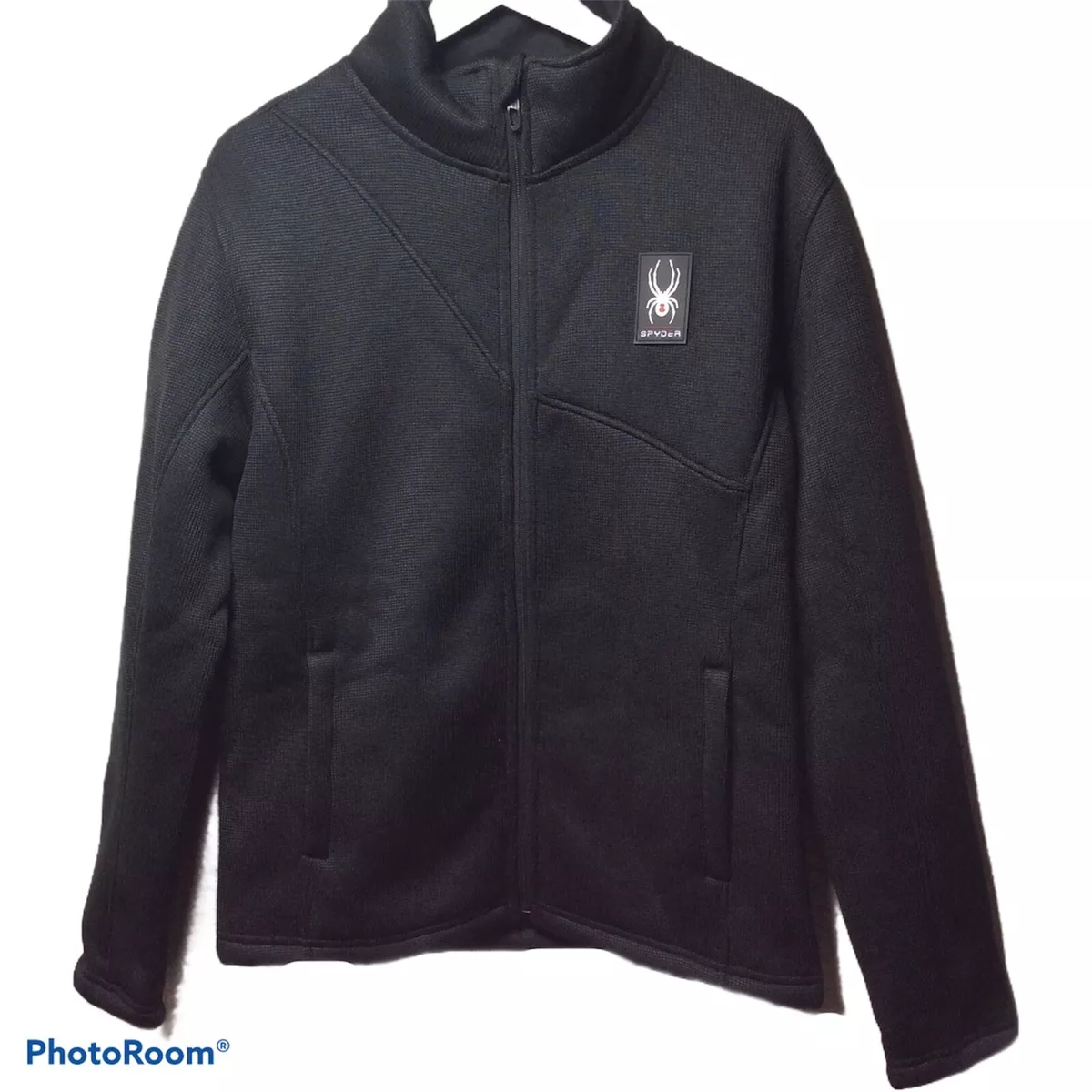 Spyder Mens S Polar Waffle Knit Black Full Zip Lined Fleece Jacket | eBay