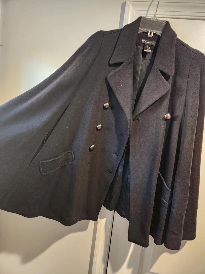 Poncho INC International Concepts Capa Capa Doble Pecho Capa. Mujer negro. Talla L Foto 2 de 3