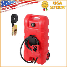 15 Gallon Fuel Caddy Portable Gas Fuel Tank Gas Can Manual Transfer Nozzle Red