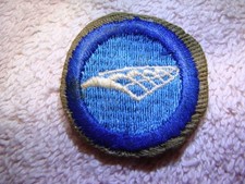 AIRPLANE STRUCTURE Type C Tan Narrow Crimp 1936-1946 Air Scout Blue Merit Badge
