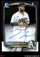 2025 Bowman Chrome Prospect Tommy White 1ST ROOKIE ON CARD AUTO ATHLETICS. rookie card picture