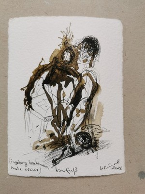 zeichnung, nach ingeborg bachmann, male oscuro, hirnfuß, unikat