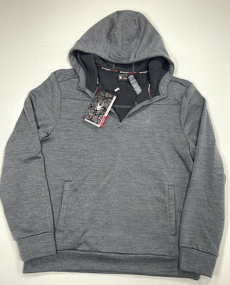 NWT Spyder Active ProW-B Hoodie 1/4 Zip Size L Gray Long Sleeve Kangaroo Pocket
