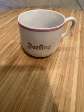 vintage miniature, porcelain demitasse cup with gold inscription"Darling"