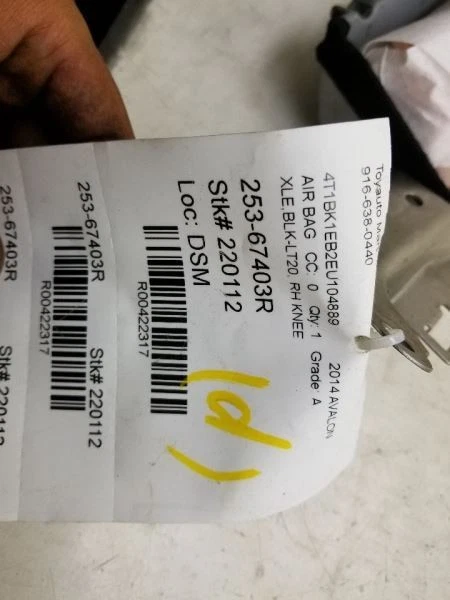 13-18 TOYOTA AVALON XLE PASSENGER SIDE FRONT KNEE AIRBAG - Imagem 3 de 4