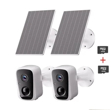 2PCS 4MP Solar Wireless Color Night Vision CCTV Security Camera WIFI Audio+ 64G
