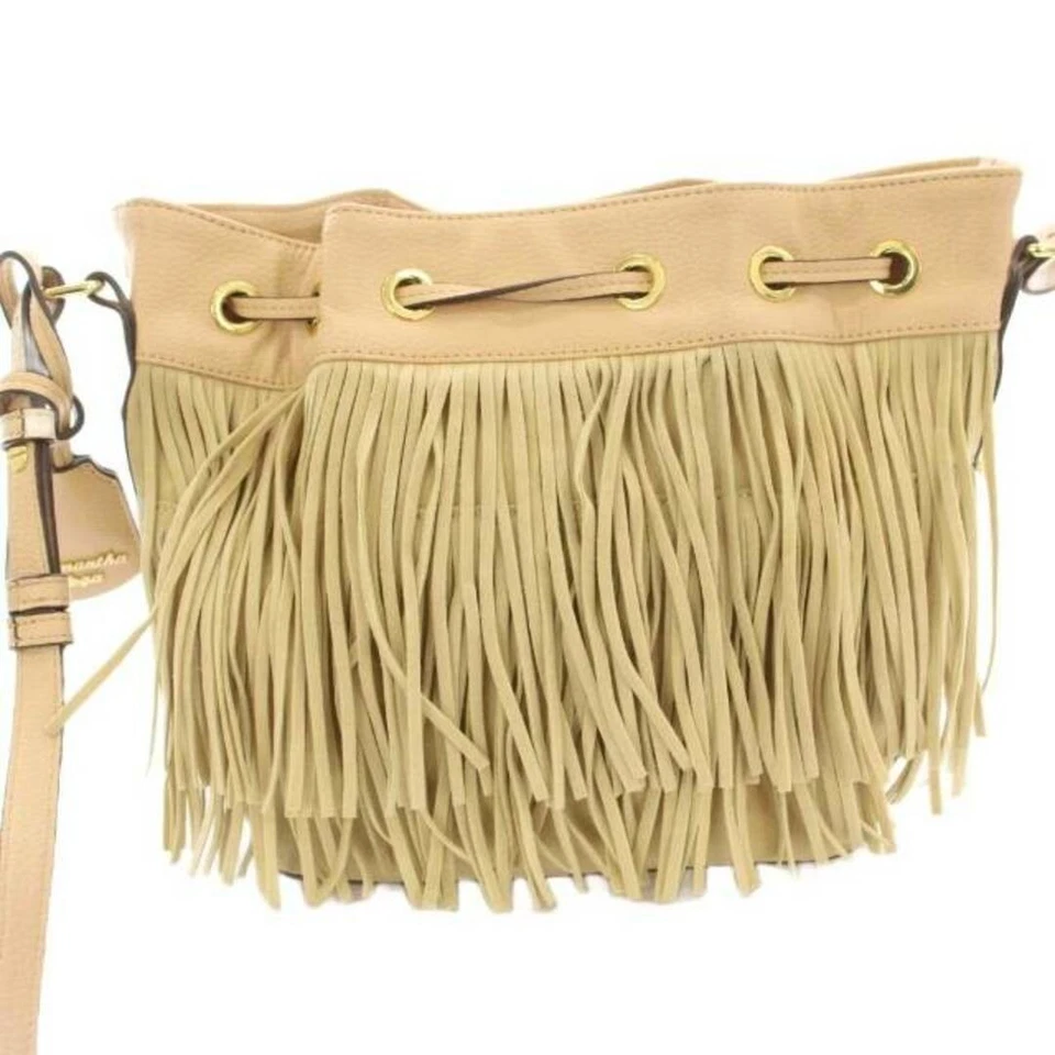 Samantha Vega наплечная сумка с бахромой кожи замши подвеска бежевый KU ручки б/у - Изображение 3 из 4