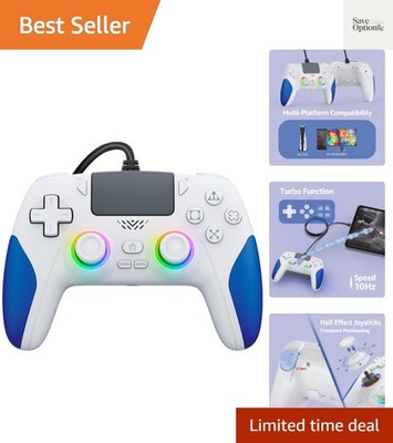 Wired Controller for PS-5/PC, Gaming Controller with Dual Vibration, Programm...