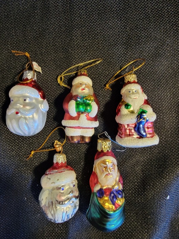 Santa Ornaments Lot Of 5 (Germany And Poland)