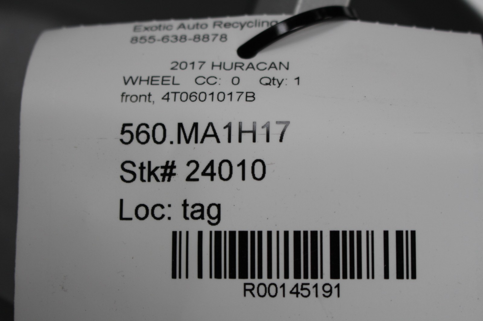 Lamborghini Huracan LP580, 610, Front Wheel, Used, P/N 4T0601017B