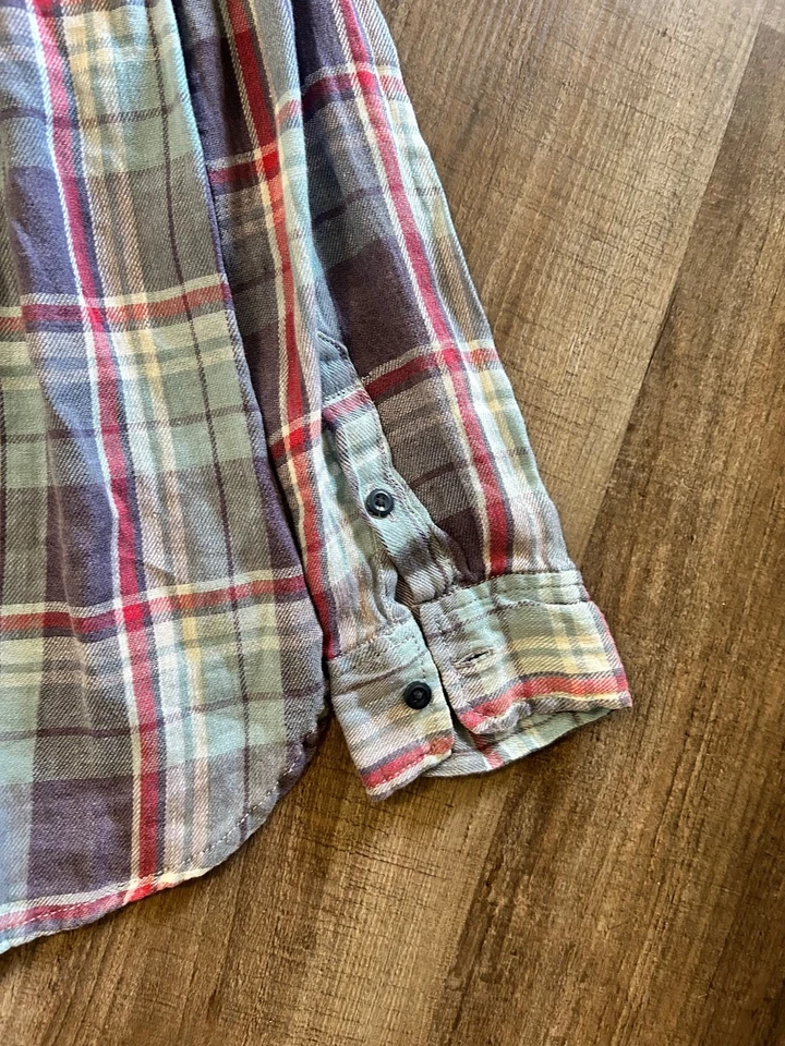 Ralph Lauren Denim Supply Utility blue red plaid cotton linen shirt Medium - Image 4 of 4