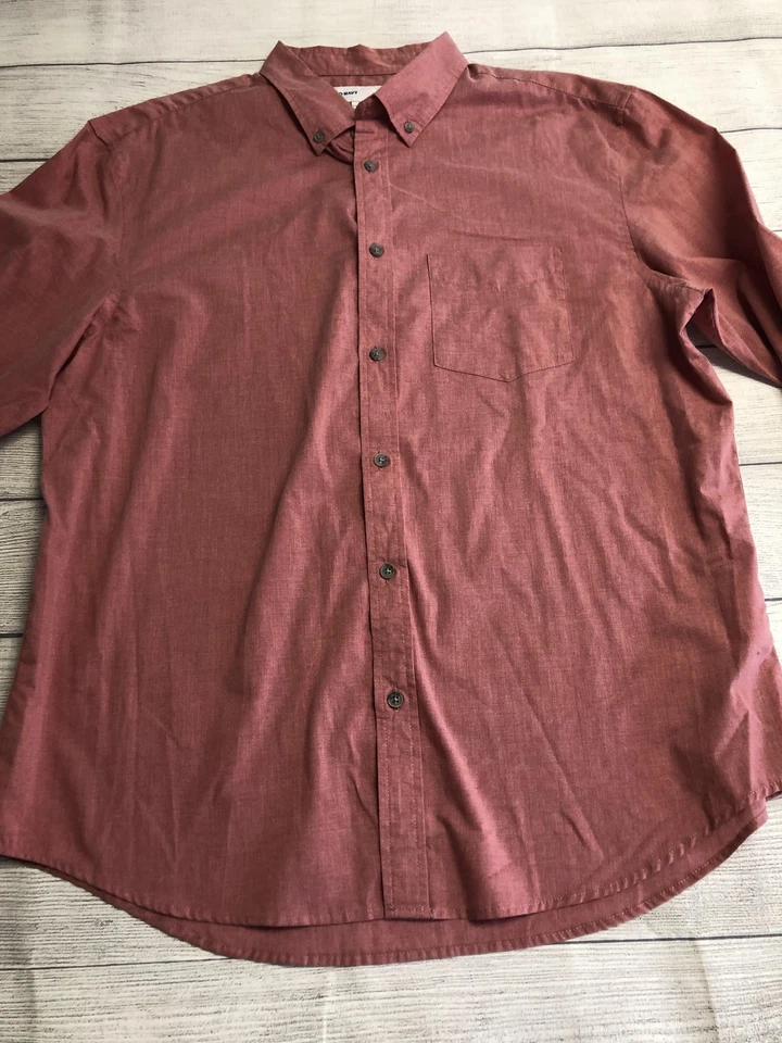 Camisa Antigua Azul Marino Para Hombres XL Roja Manga Larga Con Botones Calce Ajustado Bolsillo Informal Foto 2 de 4