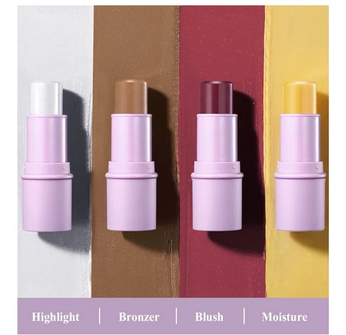 LUXAZA 4Pcs Cream Blush Contour Highlighter Bronzer Moisturizer Stick Makeup ... - Picture 2 of 3