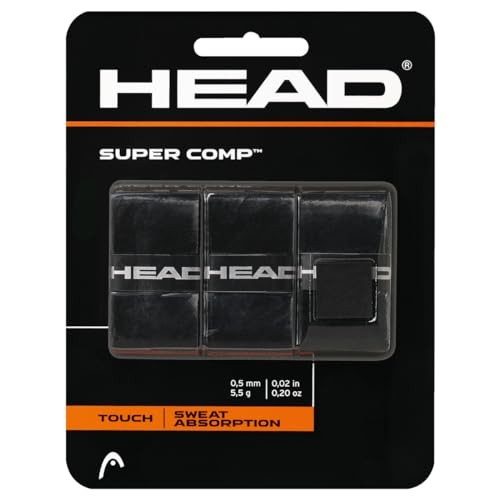 HEAD Super Comp Racquet Overgrip - Tennis Racket Grip Tape - 3-Pack, Black