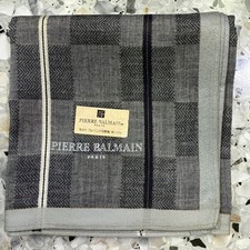 MAN HANKY CLASSIC GRAY STRIPED CHECKS COTTON VTG POCKET ART SQUARE 18 M438