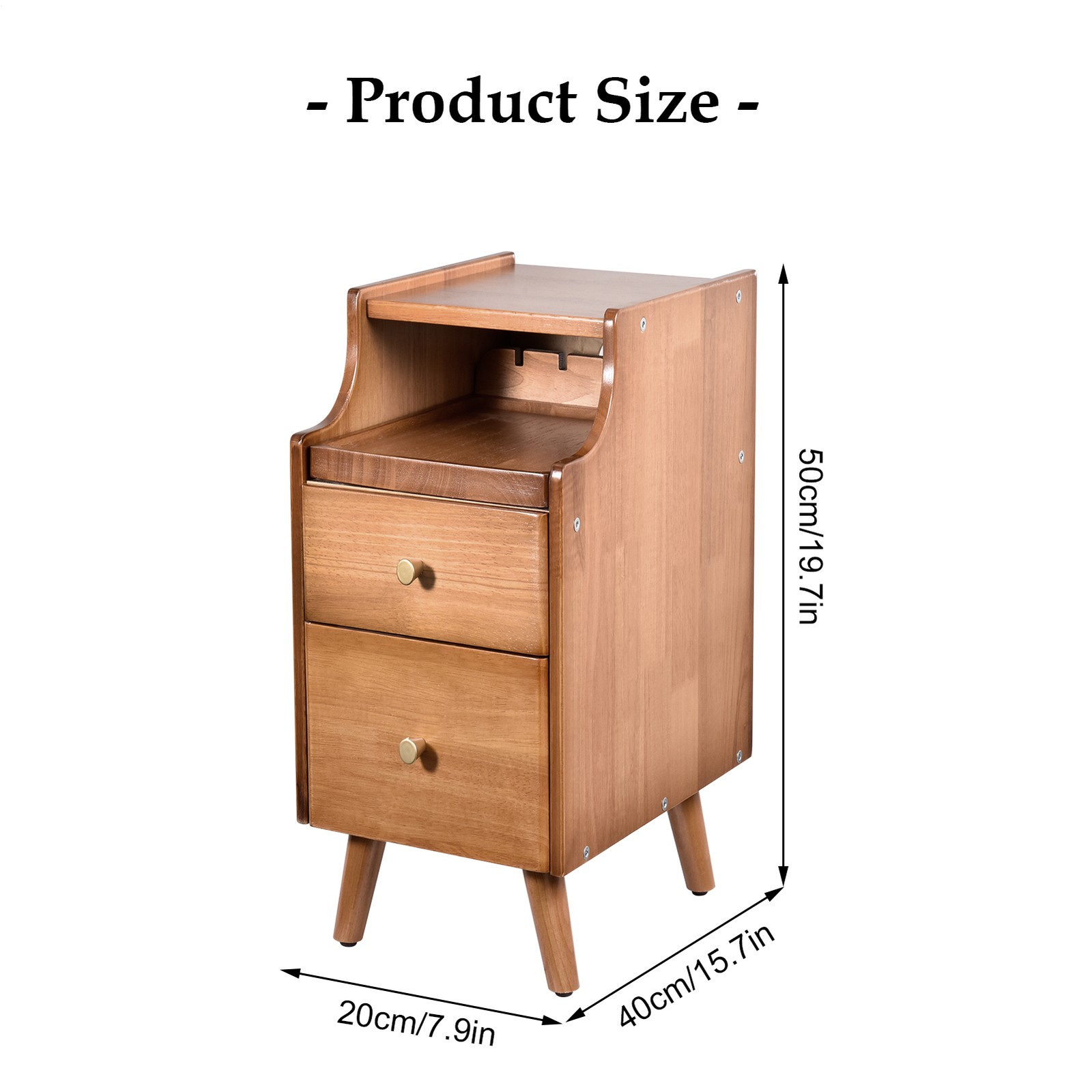 Wood Bedside Table 2 Drawers End Side Table For Bedroom New-