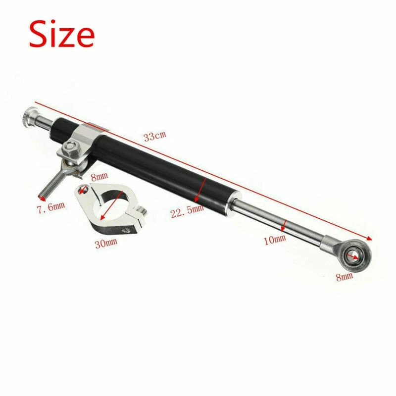 Motorcycle 330mm Black Metal Steering Damper 6 way Adjust Stabilizer Universal — 第 2/4 张图片