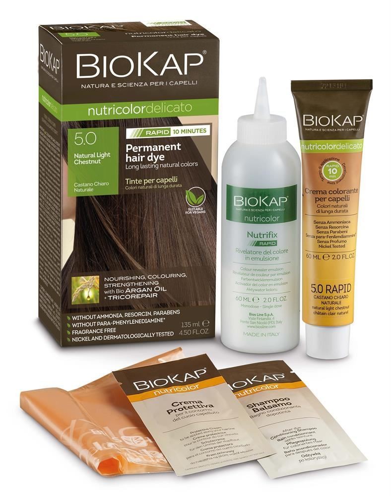 BioKap Natural Light Chestnut 5.0 Rapid Permanent Hair Dye 140 ml - 2 Pack - Image 5