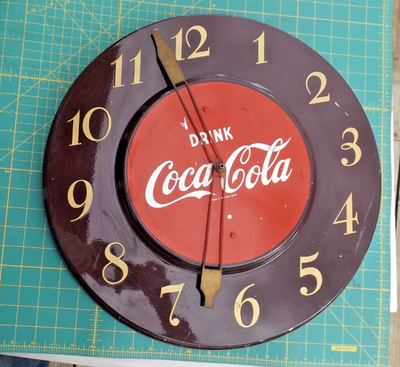 【激渋50s vintage Coca-Cola パムクロック社製 壁掛時計】 Vintage 1950's Coca Cole Coke Large Round Wall Clock American Time