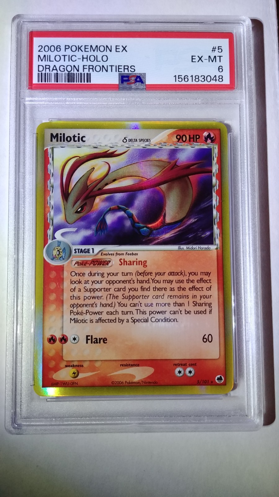 Pokemon / Milotic / Dragon Frontiers / Holo / PSA 6 / 5-101