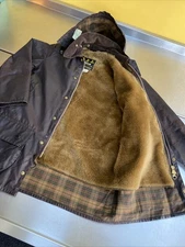Barbour Beaufort 1994 C38 Men’s M 44in Brown Waxed Hunting Jacket Liner & Hood