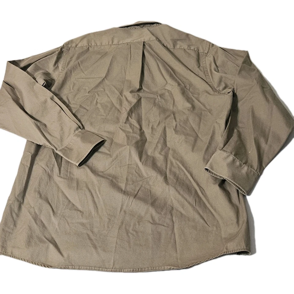 Vintage EAGLE SHIRTMAKER Tan DRESS BUTTON L SHIRT 15 32/33 MADE IN USA Khaki EUC - Image 3 of 4