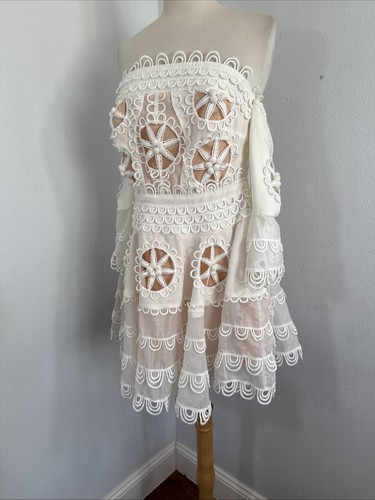 Latiste By Yamy Mini Dress Womens Medium Ivory Lace Cocktail Y2K 90s - Picture 1 of 8