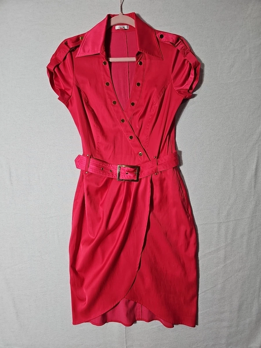short dress lady v neck Donna Karan Women's Short Sleeve Split V-Neck Sheath Dress in Audacious main image 0