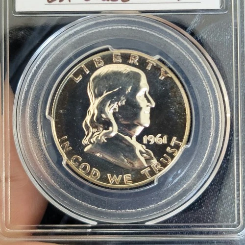 1961 50C Proof Franklin Half Dollar Silver With Edge Toning