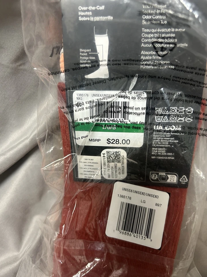 Under Armour Unisex Magnetico Pocket Soccer Socks Large M 8.5-13/W 10-14 NWT - Image 4 of 4