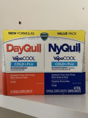 Vick s DayQuil & NyQuil VapoCool Cold & Flu +Congestion 48 Caps Combo EXP 11/27
