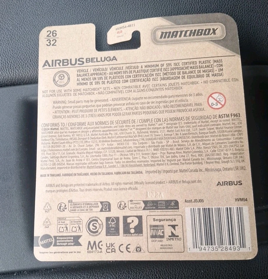 Matchbox Skybusters NEW Airbus Beluga A320 Diecast Airplane - Image 2 of 2
