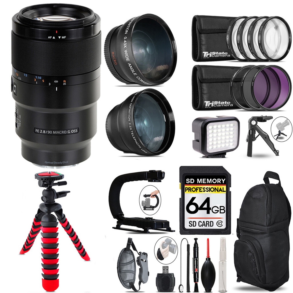 Sony FE 90mm f/2.8 Macro G OSS Lens + LED Light +Tripod Sony FE 90mm f/2.8 Macro G OSS Lens + LED Light +Tripod