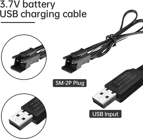 2x 3,7V 500mAh Akku mit SM Stecker für RC TOYS Hubschrauber Flugzeug Auto Boot - Bild 4 von 7