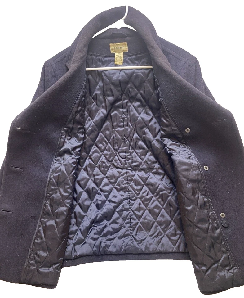 Abrigo LL Bean Adulto Grande Azul Marino Lana de Cordero Lana Chaqueta Prendas Exteriores Preppy Para Hombre Foto 2 de 4