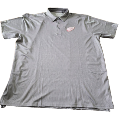 NWT Antigua Men's Detroit Red Wings Ellipse Polo Carbon Color Size