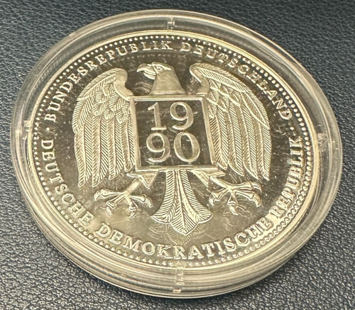 Silber-Medaille 20g Feinsilber 999 / Deutsche Währungsunion 1990 Polierte Platte - Bild 4 von 4