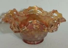 Vintage Fenton Carnival Marigold Glass Basket Weave Bowl Open Lace Dark moldline