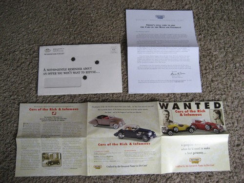 Matchbox Collectibles, 1998, Brochure/Mail Order Flyer; WANTED, Cars of the Rich - Picture 4 of 4