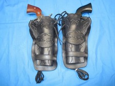 .45 Cal Revolver, Western Leather Holster, Matching Pair, Double Loop Style