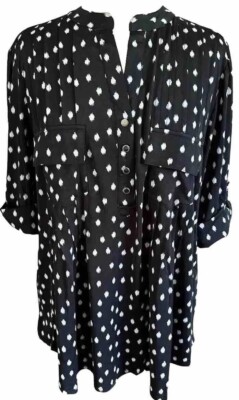 NWT COCOMO 2X Black White Elbow Sleeve Plus Size women s Pintuck Blouse Shirt